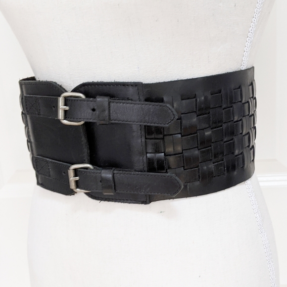 topshop black leather belt